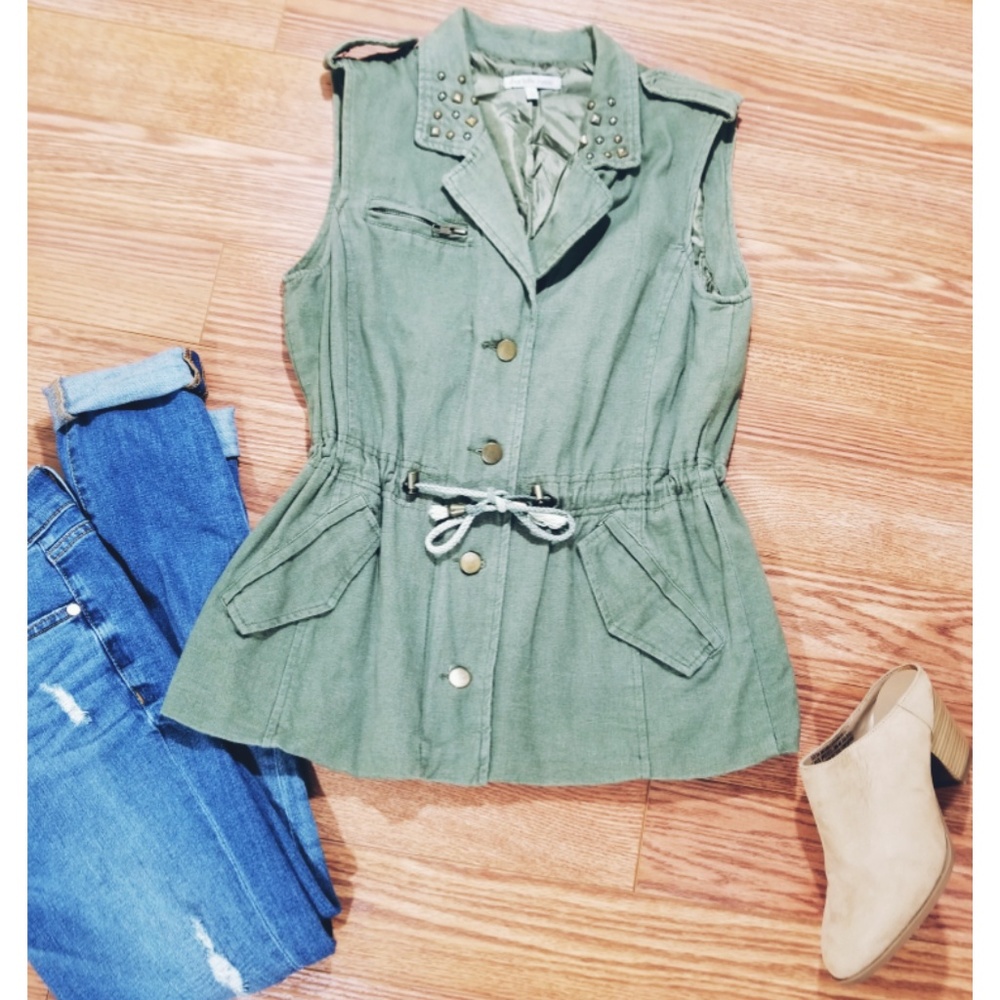 Charlotte Russe olive green studded vest